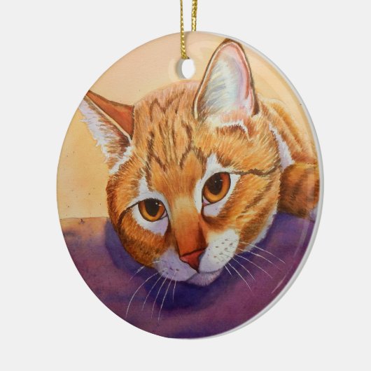 Oranje kerstversiering keramisch ornament (Links)