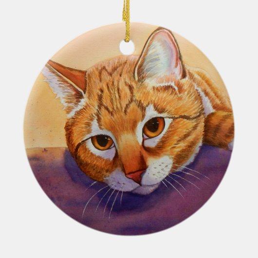 Oranje kerstversiering keramisch ornament (Achterkant)