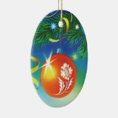 Oranje kerstversiering keramisch ornament (Rechts)