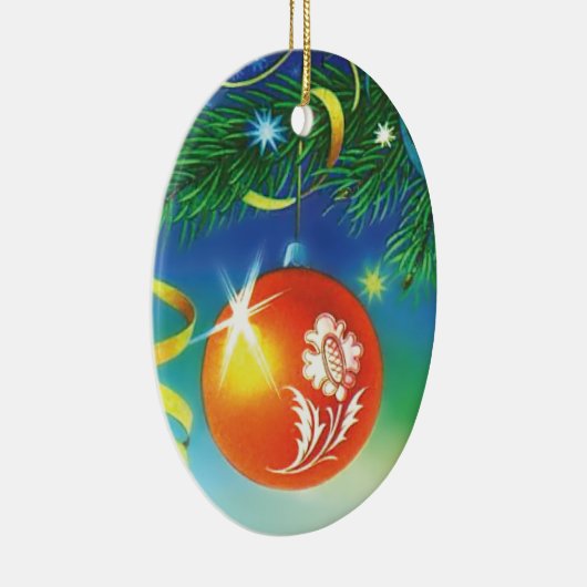 Oranje kerstversiering keramisch ornament (Rechts)