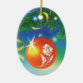 Oranje kerstversiering keramisch ornament (Voorkant)