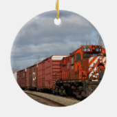 Oranje kerstversiering met vrachtwagen keramisch ornament (Achterkant)