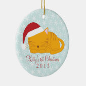 Oranje kerstversieringen met aangepaste tabby keramisch ornament (Rechts)