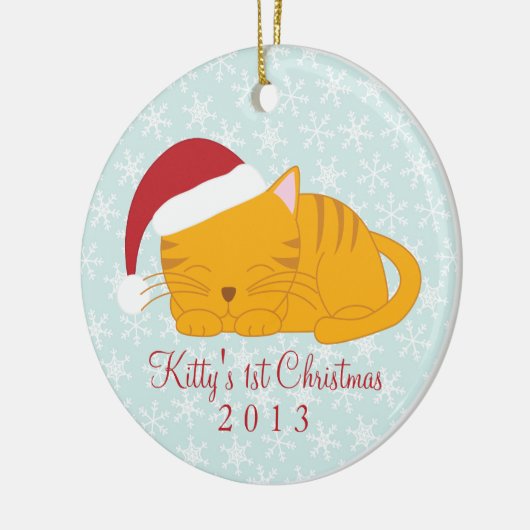 Oranje kerstversieringen met aangepaste tabby keramisch ornament (Links)