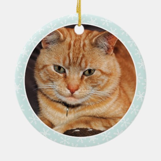 Oranje kerstversieringen met aangepaste tabby keramisch ornament (Achterkant)