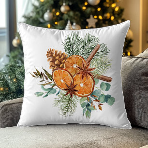 Oranje kerstwinter Pine Spice Bouquet Kussen