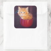 Oranje keuken in een rode Mok Vierkante Sticker (Tas)