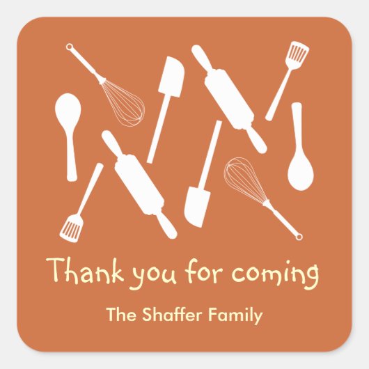 Oranje keukengerei Thanksgiving potluck party Vierkante Sticker (Voorkant)