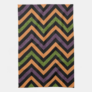 Oranje keukenhanddoek voor paars en groen chevron 