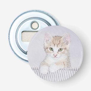 Oranje keukenschilderij - Oorspronkelijke kattekun Button Flesopener