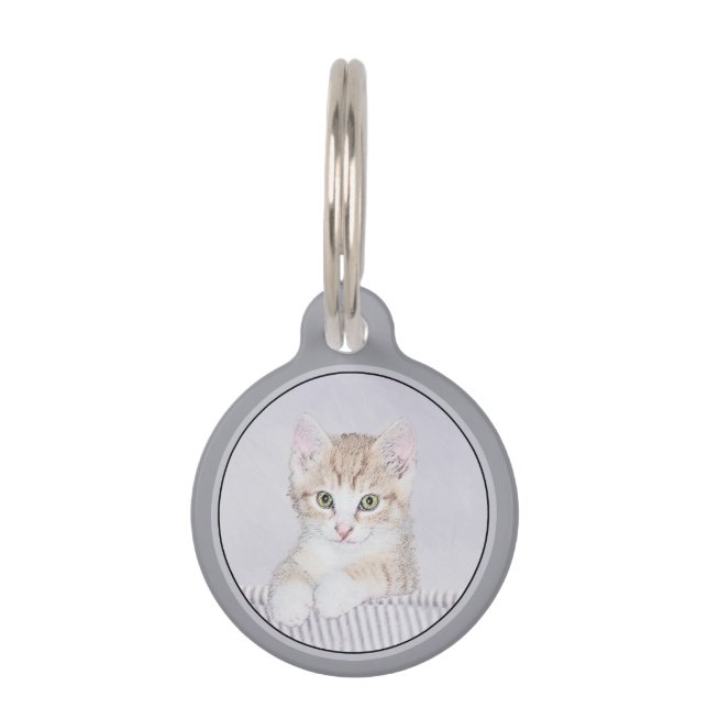 Oranje keukenschilderij - Oorspronkelijke kattekun Huisdierpenning (Voorkant)