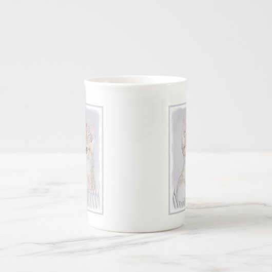 Oranje keukenschilderij - Oorspronkelijke kattekun Porselein Kop (Voorkant)