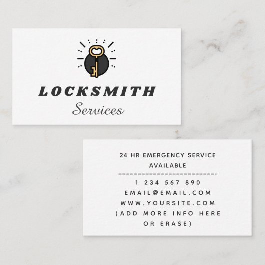 Oranje Key Funky Logo House Lockout Key Service Visitekaartje (Voorkant / Achterkant)