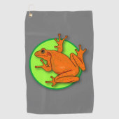 Oranje Kikker Golfhanddoek (Voorkant)