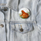 Oranje kikker illustratie ronde button 5,7 cm (In situ)