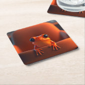 Oranje kikker kartonnen onderzetters (Schuin)