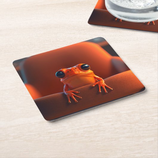 Oranje kikker kartonnen onderzetters (Schuin)