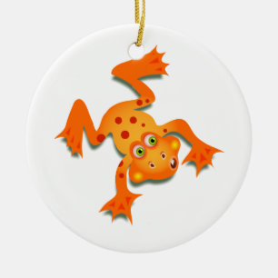 Oranje kikker keramisch ornament