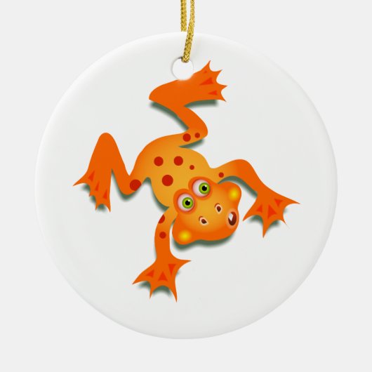 Oranje kikker keramisch ornament (Voorkant)