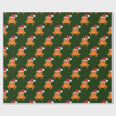Oranje kikker kerstman Cartoon nieuwkerst Cadeaupapier (Vlak)