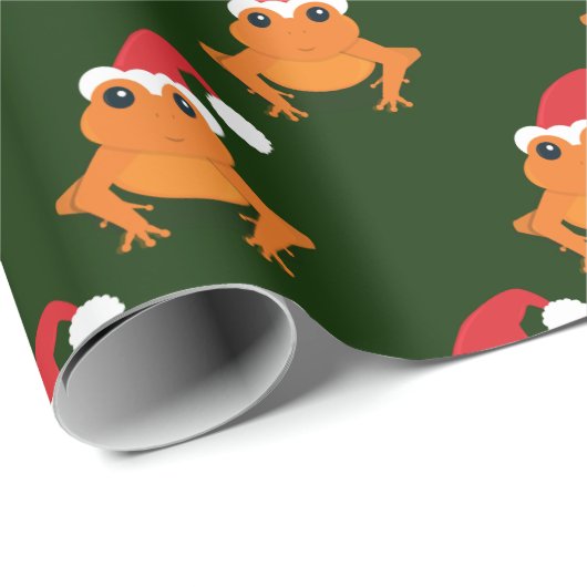 Oranje kikker kerstman Cartoon nieuwkerst Cadeaupapier (Rol Hoek)