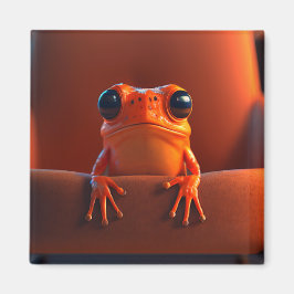 Oranje kikker opvallende cute macro portret magneet