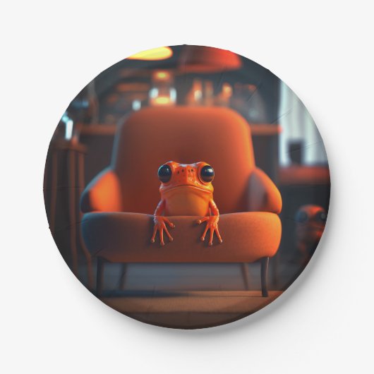 Oranje kikker papieren bordje (Voorkant)