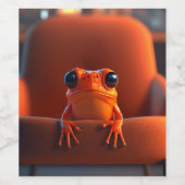 Oranje kikker wijn etiket (Enkel label)