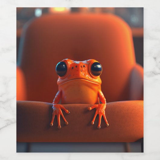 Oranje kikker wijn etiket (Enkel label)