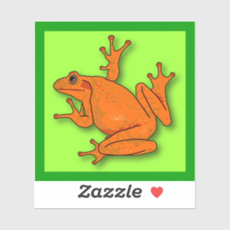 Oranje kikkervisje sticker
