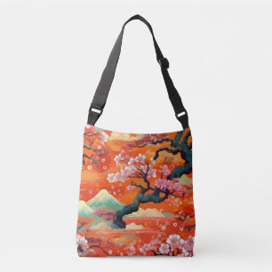 Oranje Kimono patroongeïnspireerde japanse stof Crossbody Tas