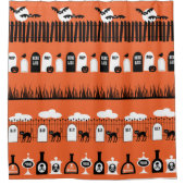 Oranje Kinder halloween rows Print Shower Curtain Douchegordijn (Voorkant)