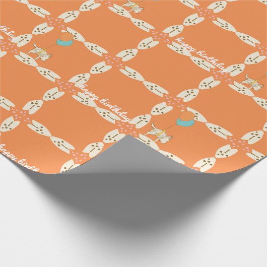 Oranje kinderdagentranspappapier cadeaupapier (Hoek)