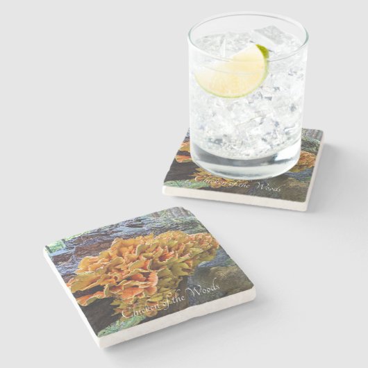 Oranje Kip van de Bossen Paddestoel Stenen Onderzetter (Zijkant)