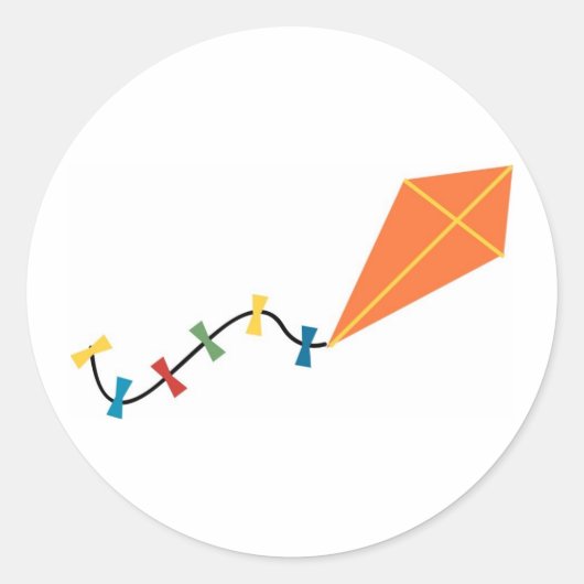 Oranje Kite Ronde Sticker (Voorkant)