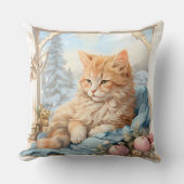 Oranje kitten blauwe kleding kussen (Voorkant)
