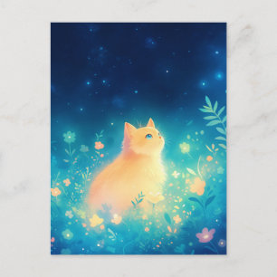 Oranje Kitten in Sterrennachtweide Briefkaart