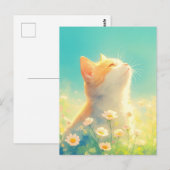 Oranje Kitten in Witte Madeliefjesweide Briefkaart (Voorkant / Achterkant)