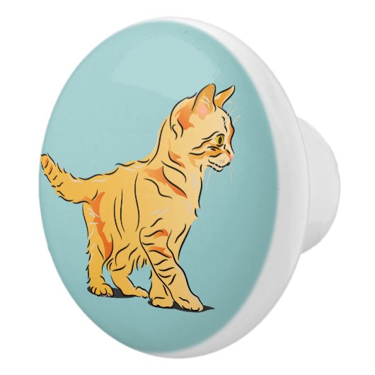 Oranje Kitten Keramische Knop (Rechts)
