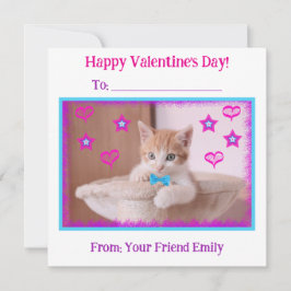 Oranje Kitten Kinderen Klaslokaal Valentijn Feestdagenkaart