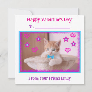 Oranje Kitten Kinderen Klaslokaal Valentijn Feestdagenkaart