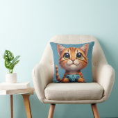 Oranje Kitten met Game Controller Gamer Kat Kussen (Stoel)