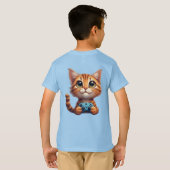 Oranje Kitten met Game Controller Gamer Kat T-shirt (Achterkant volledig)