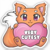 Oranje kitten met hart, zeer schattig sticker (Voorkant)