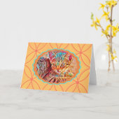 Oranje Kitten  Stijlnotitie Kaart (Gele Bloem)