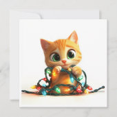 Oranje Kitten Verhelderen van de Feestdagen Feestdagenkaart (Voorkant)