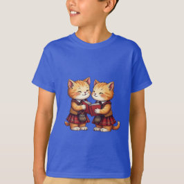 Oranje Kitties Lezen Burns Night T-shirt