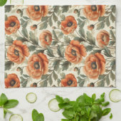 Oranje klaproos botanische bloemen theedoek (Gevouwen)