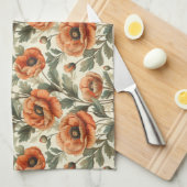 Oranje klaproos botanische bloemen theedoek (Quarter Fold)