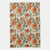 Oranje klaproos botanische bloemen theedoek (Verticaal)